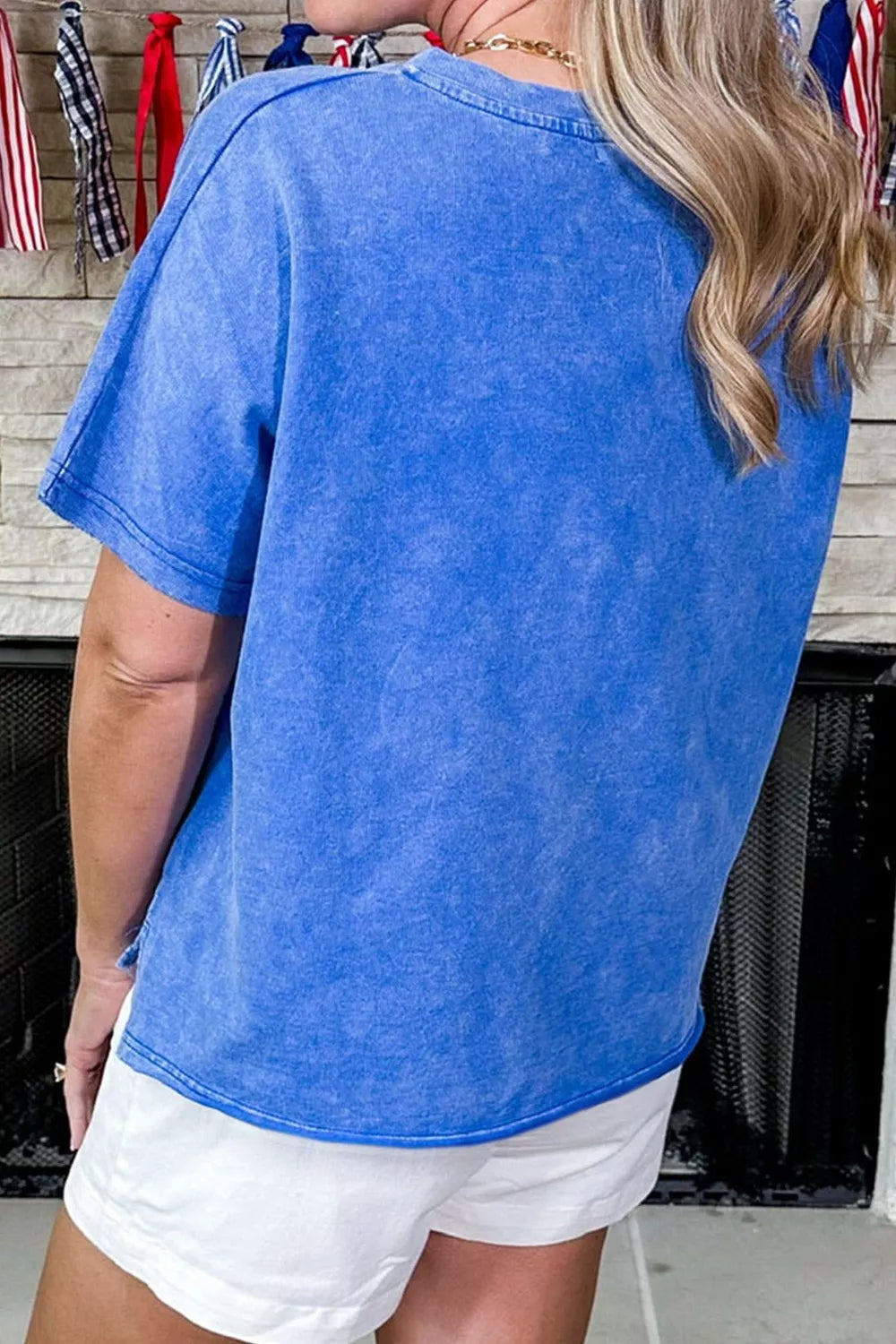 Patriot Star Patched Notched Neck Mineral Washed Tee