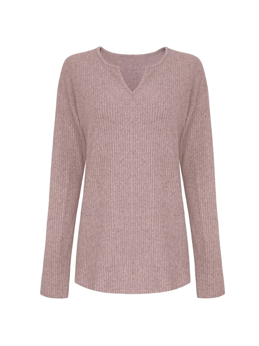 Ribbed Knit Long Sleeve Top and Pants Set