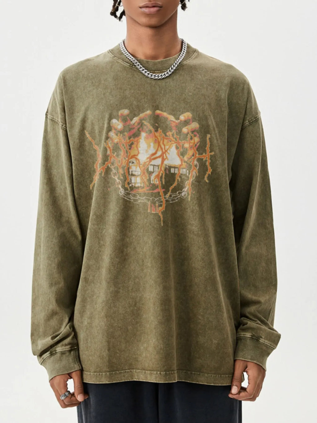 Men's Graphic Oversized Long Sleeve T-Shirt