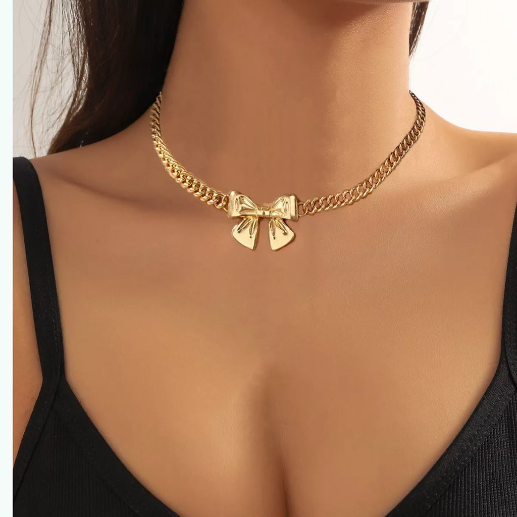 18K Gold-Plated  Bowknot Chain Necklace