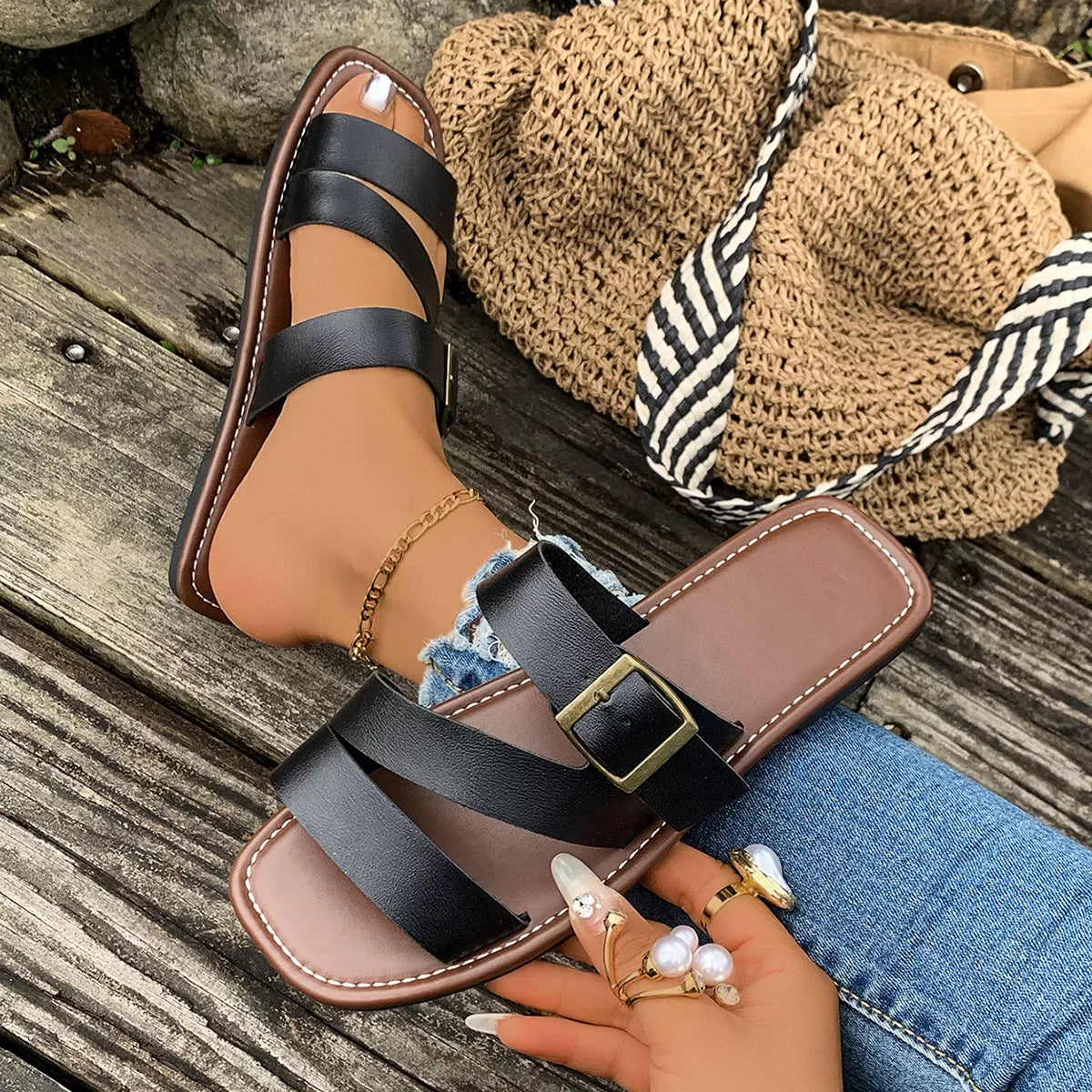 Open Toe Buckle Sandals