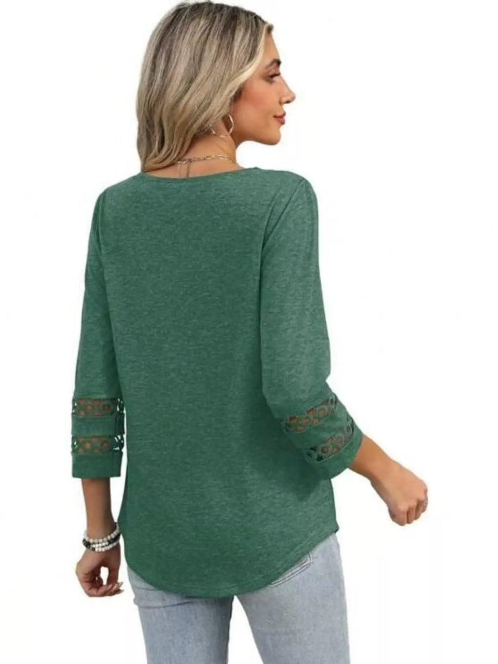 Full Size V-Neck 3/4 Sleeve T-Shirt Plus Size