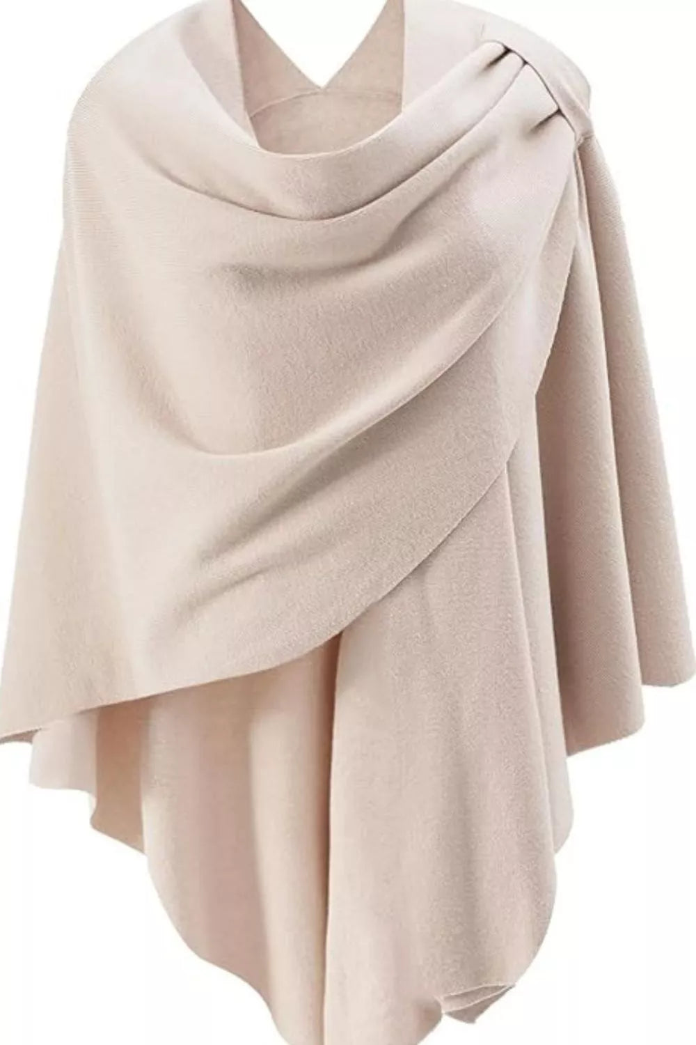Draped Knitted Split Cape Shawl with Strap