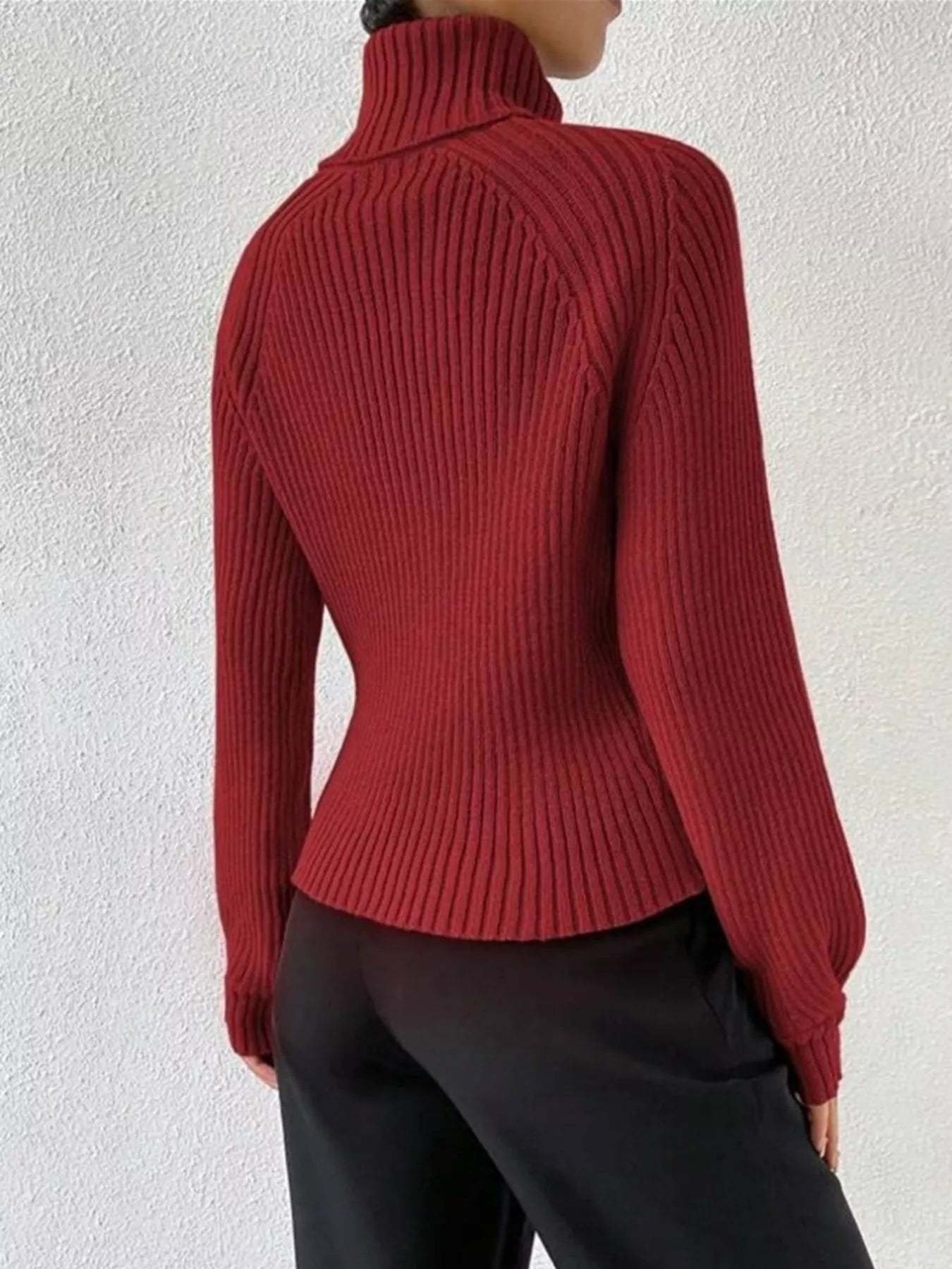 Ribbed Knit Turtleneck Sweater