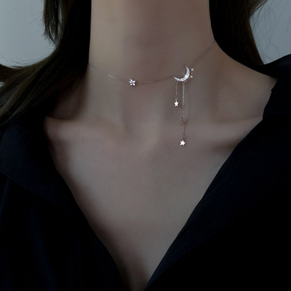 925 Sterling Silver Star Moon Necklace