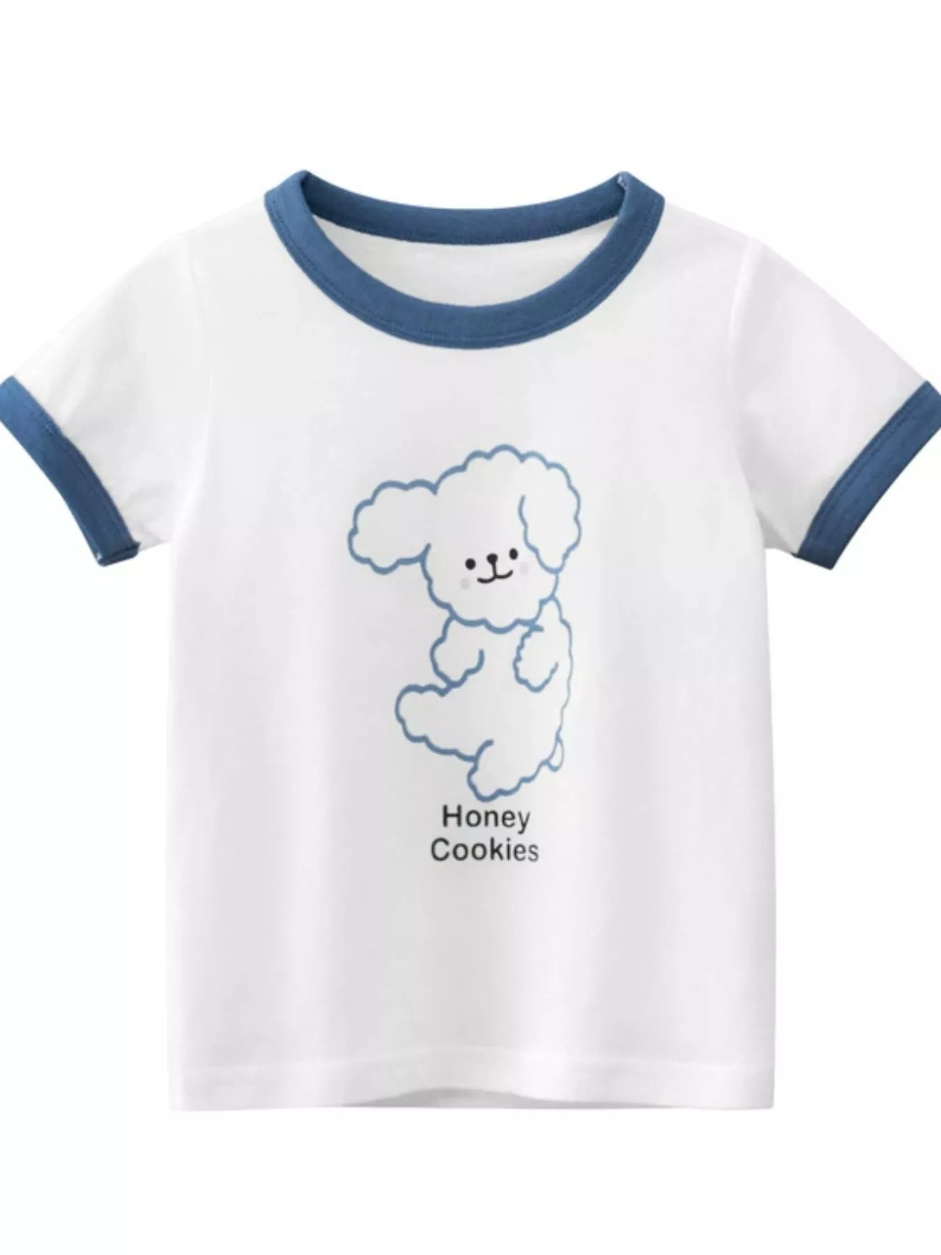 Children's Dog Graphic T-Shirt with Contrast Trim