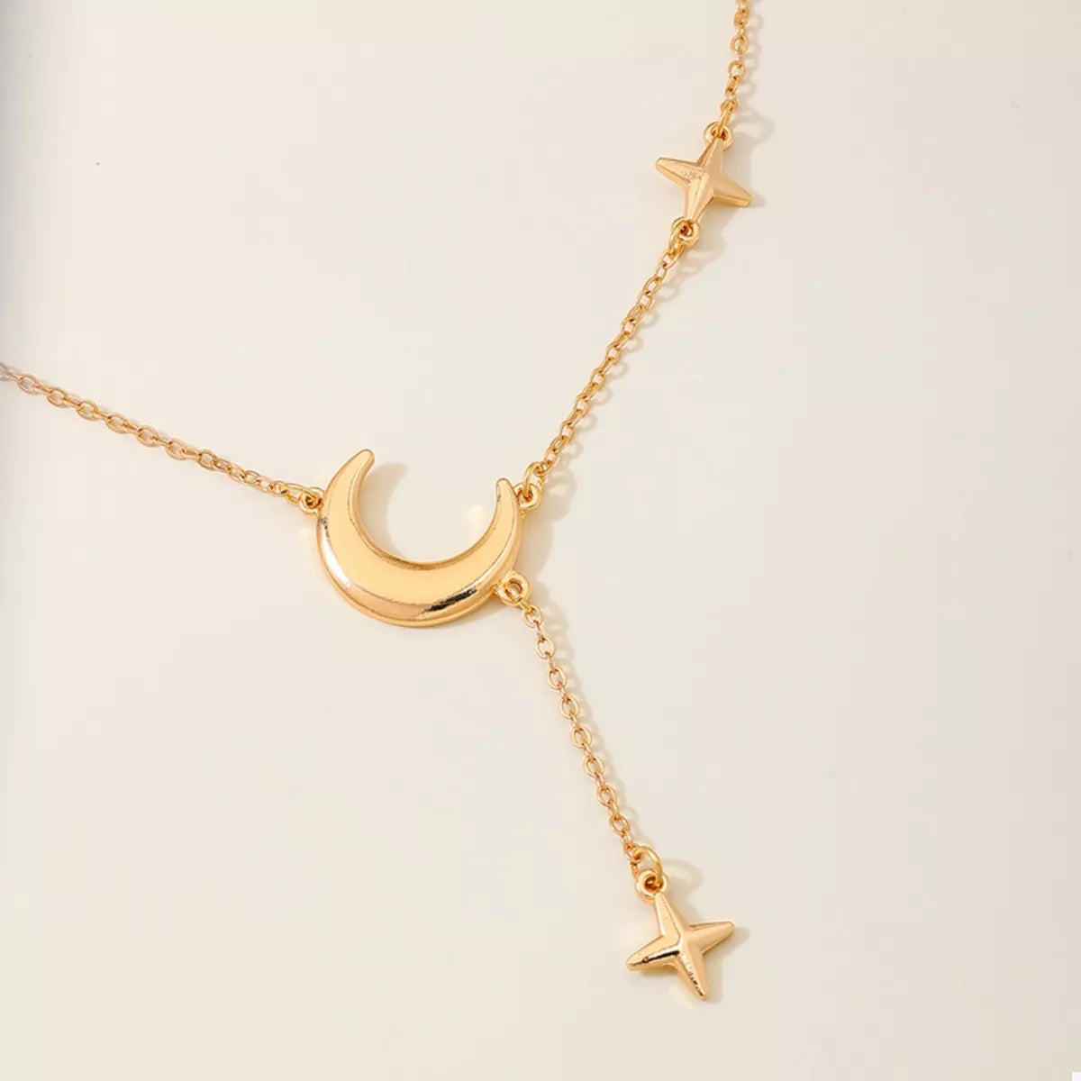 18K Gold-Plated Moon and Star Gold Chain Necklace