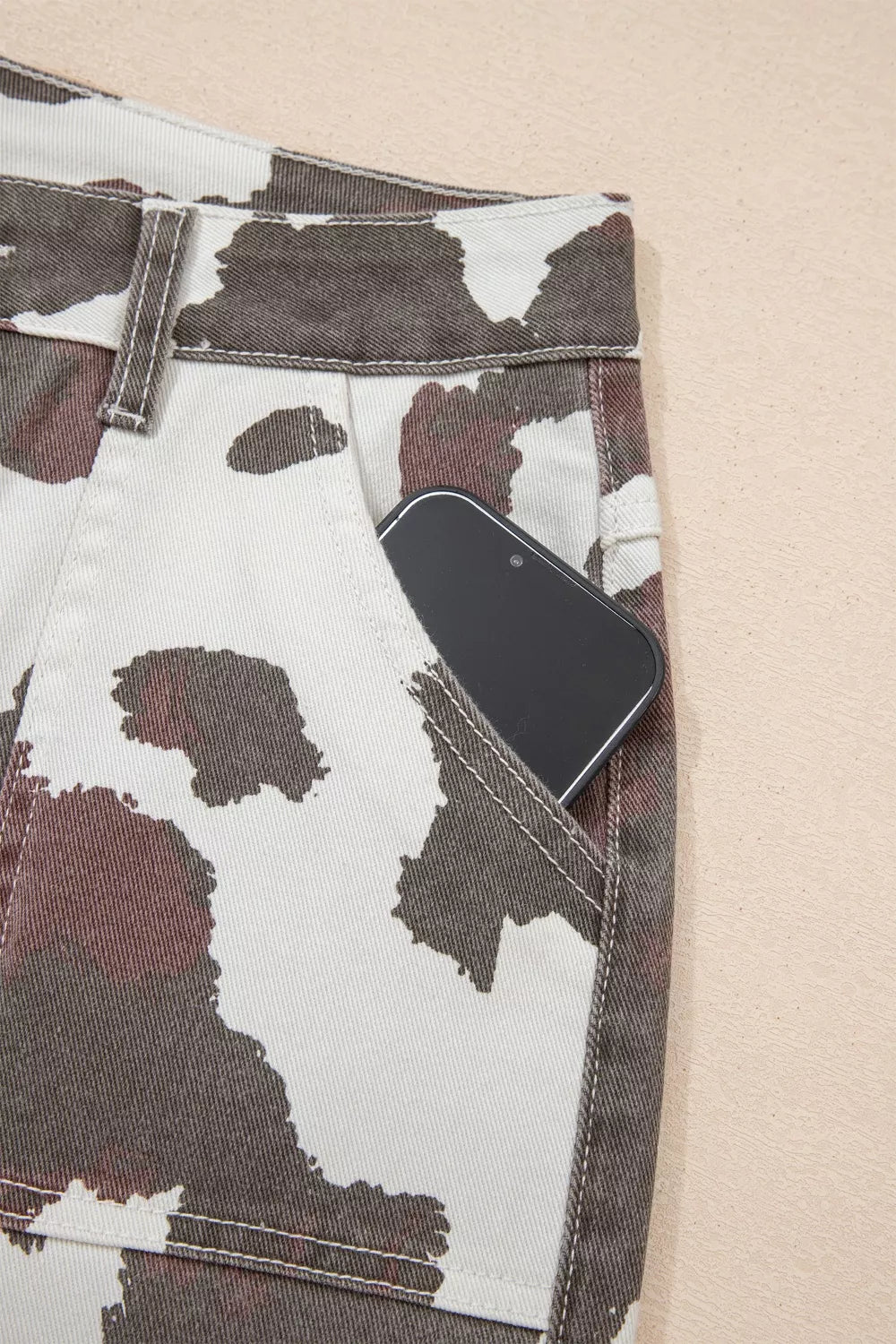 Cow Spots Printed Multi Pocketed Jeans