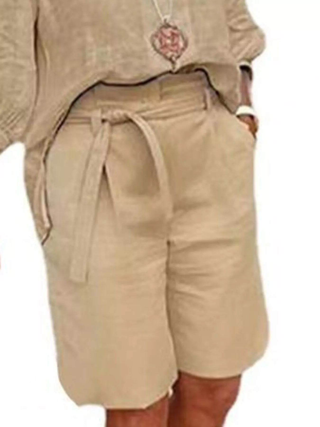 Full Size Johnny Collar 3/4 Sleeve Top and Shorts Set Plus Size