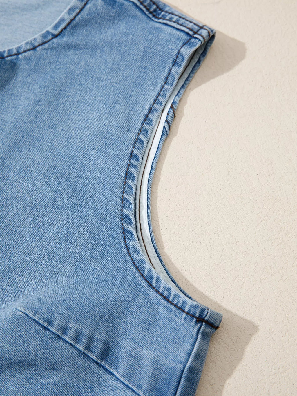 Buttoned Front Slit Denim Vest