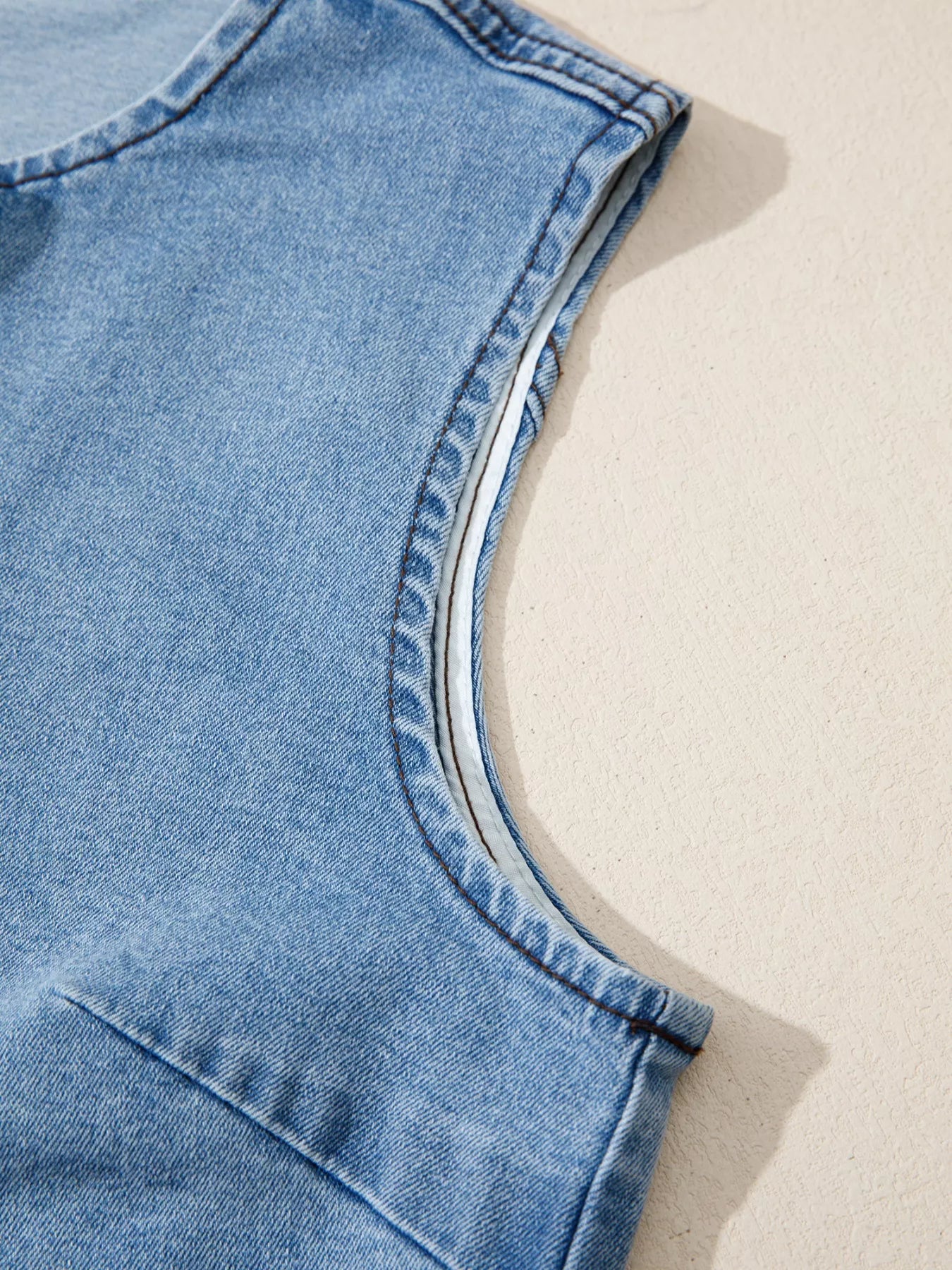 Buttoned Front Slit Denim Vest