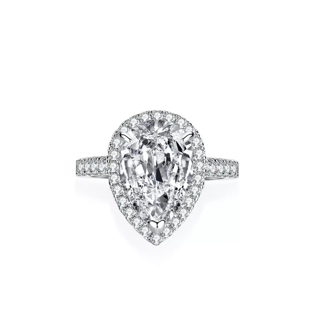 4 Carat 925 Sterling Silver Moissanite Teardrop Ring