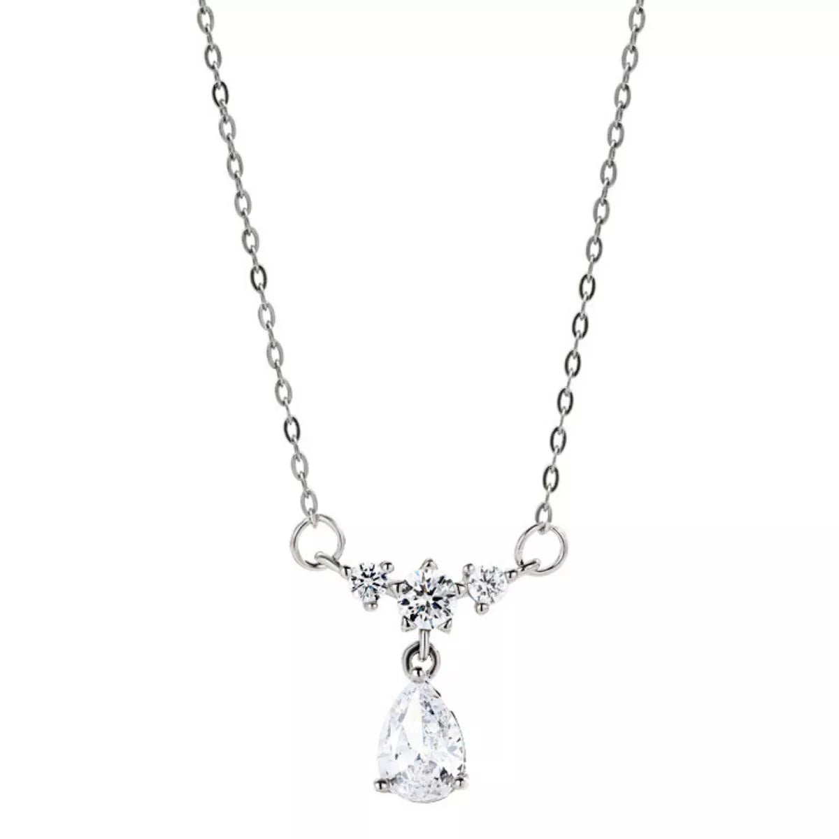 925 Sterling Silver Zircon Teardrop Necklace