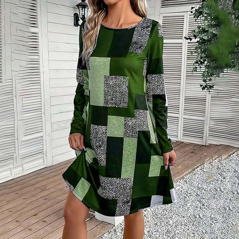 Women's Round Neck Long Sleeve Dress