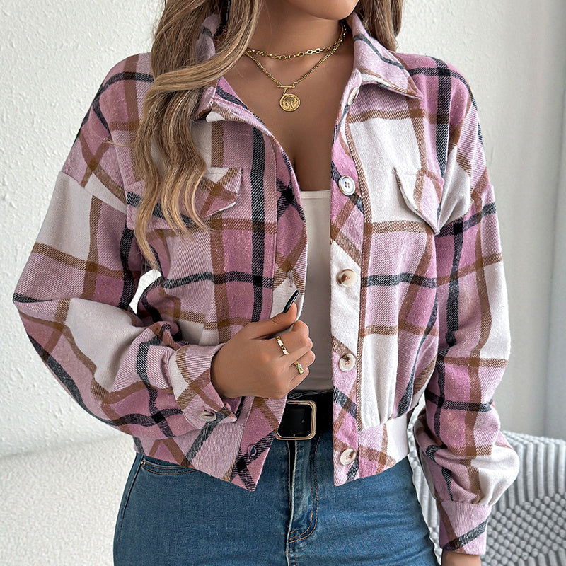 Plaid Shacket – Women’s Long-Sleeve Button-Down Shirt Jacket