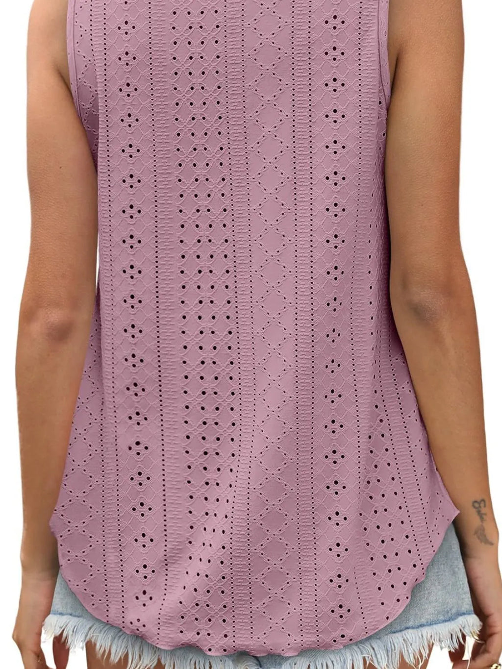 Eyelet Scoop Neck Tank