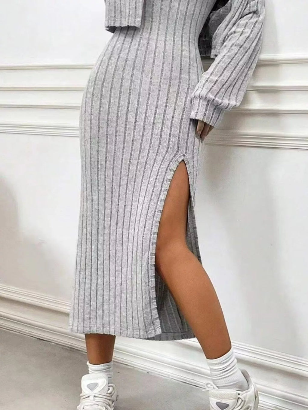 Ribbed Knit Cami Dress & Cardigan Set