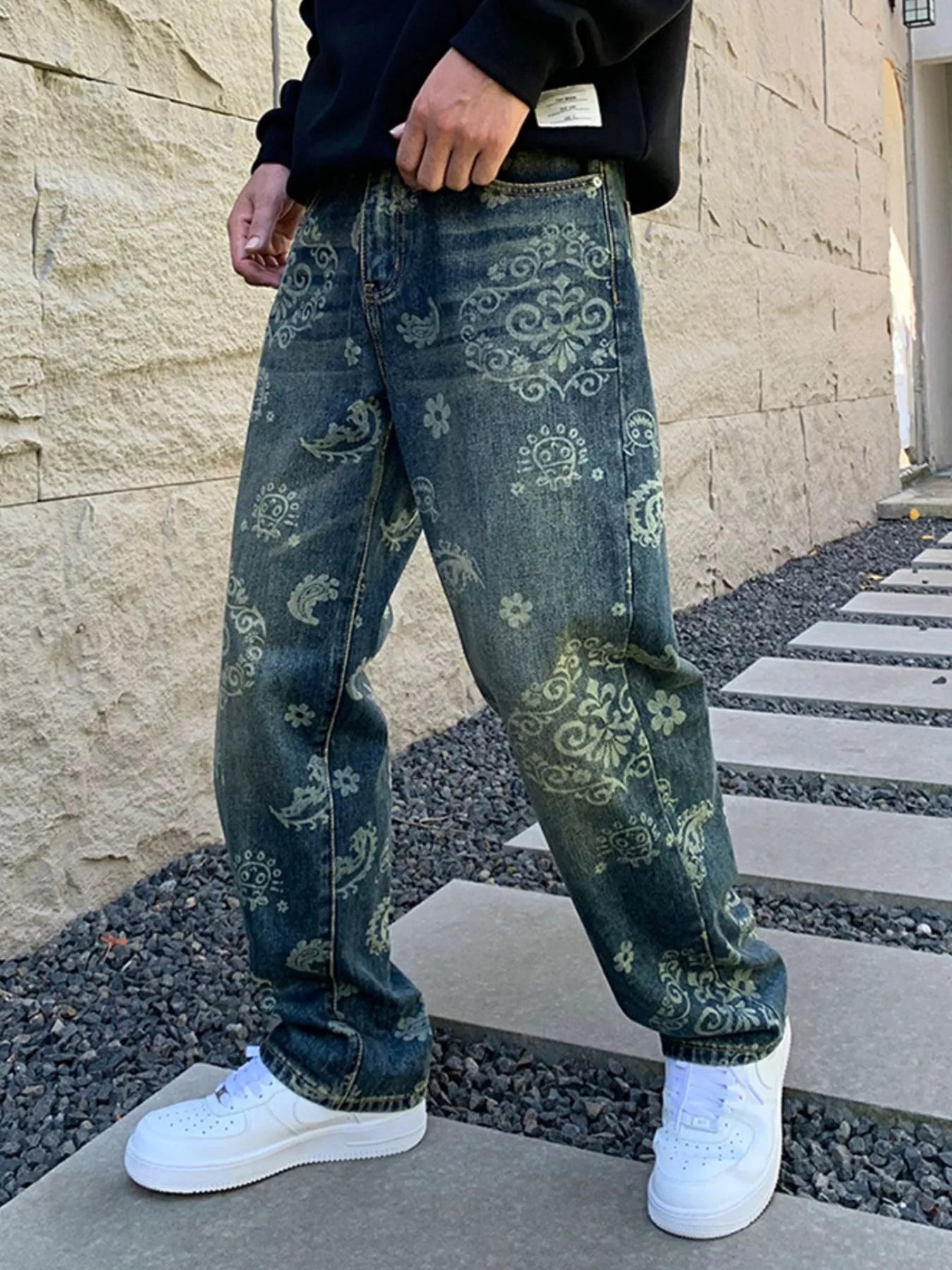Men's Vintage Washed Loose Fit Jeans