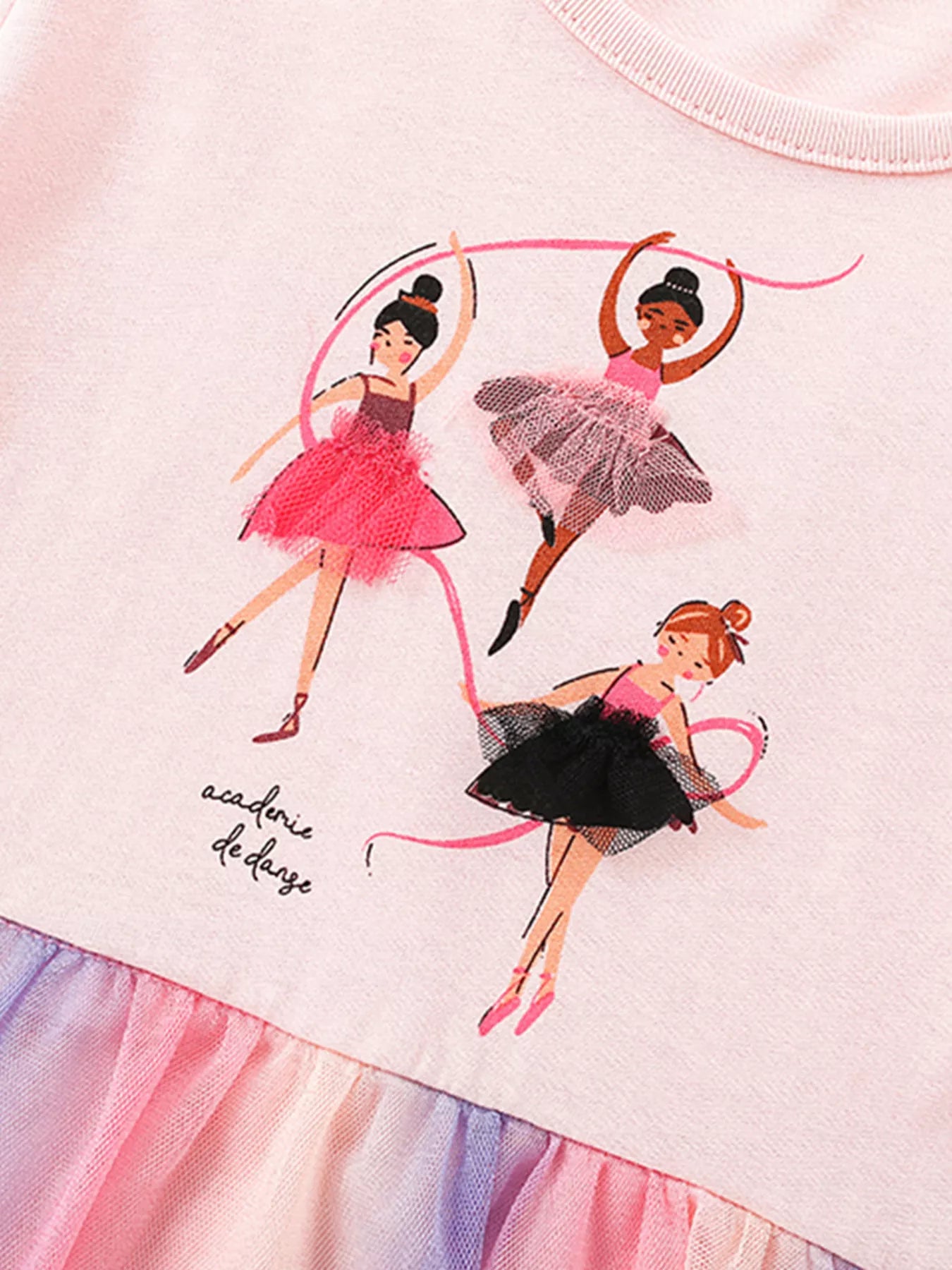Children's Ballerina Graphic Rainbow Tulle Dress