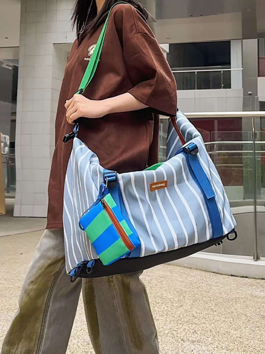 Striped Lightweight Travel Bag