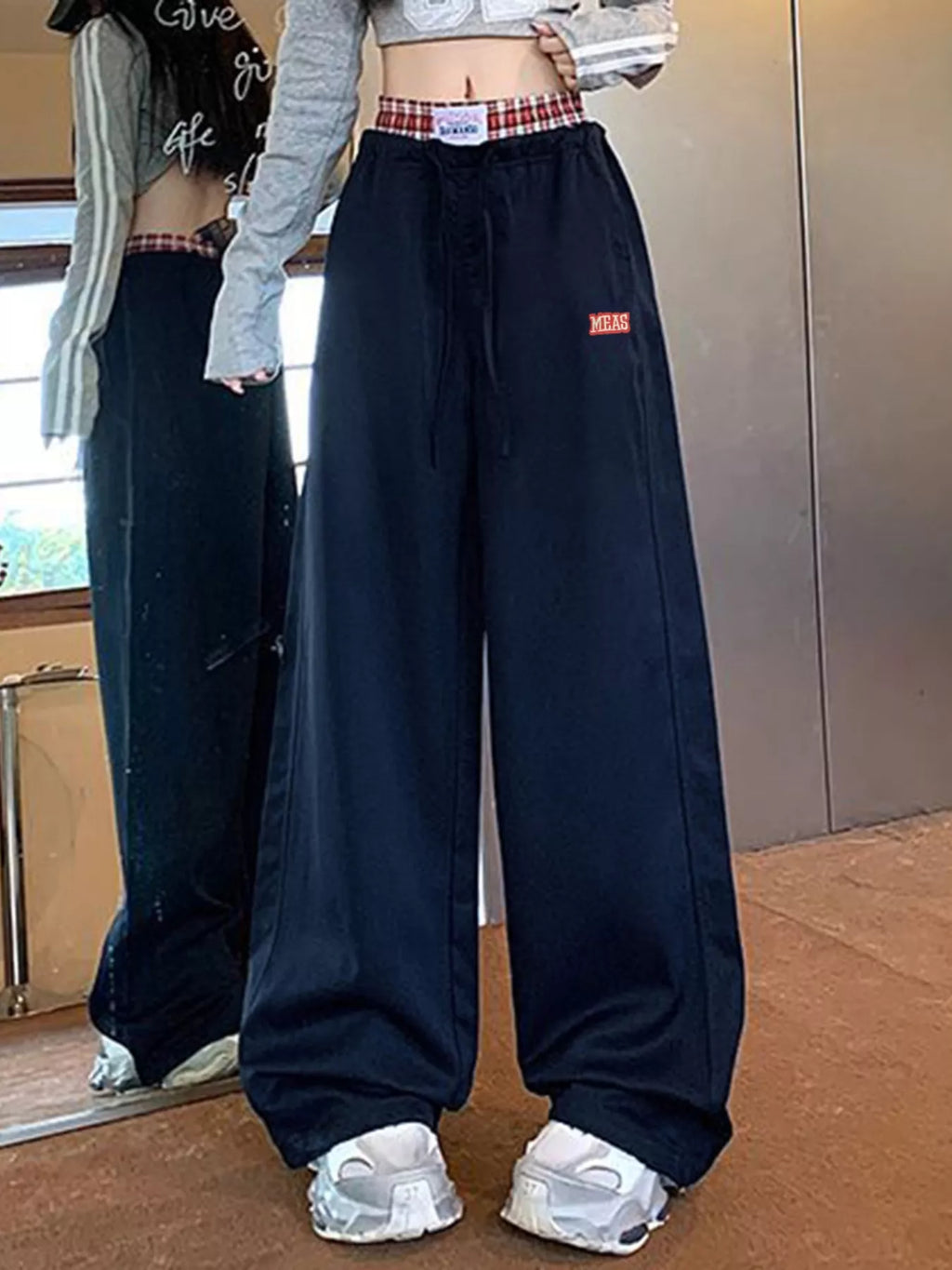 Wide Leg Drawstring Casual Pants