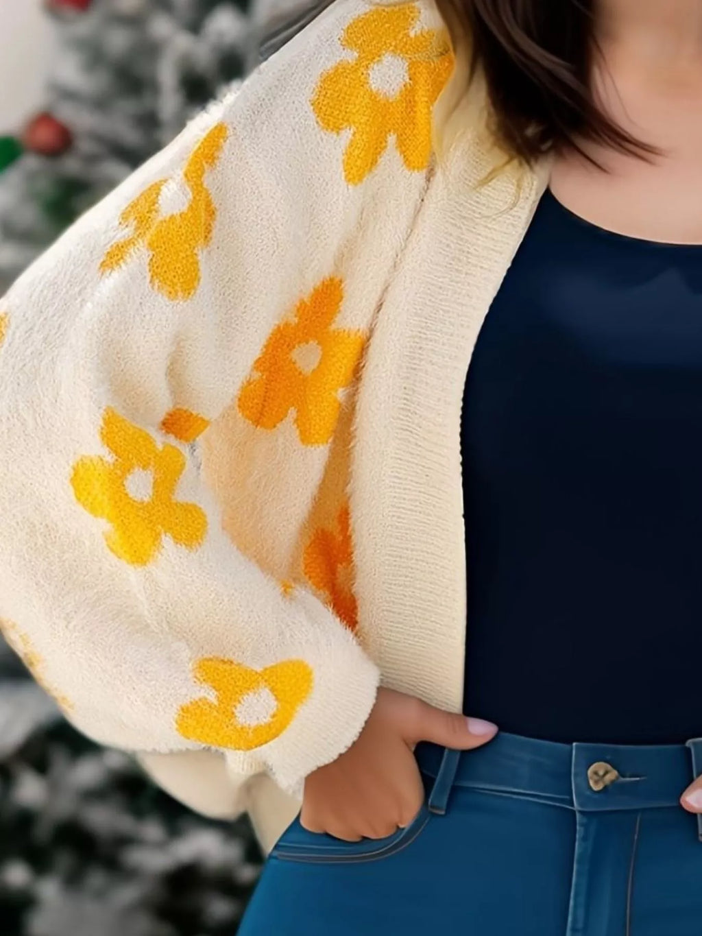 Floral Open Front Cardigan