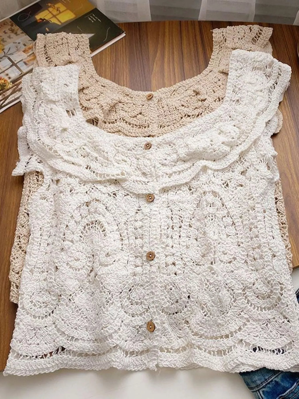 Crochet Lace Button Up Cardigan