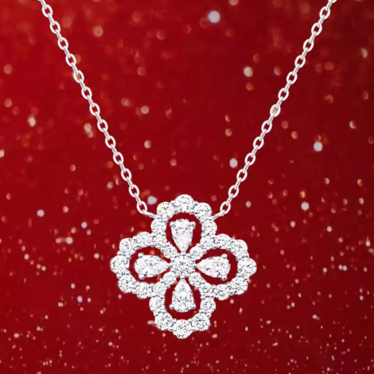 Moissanite 925 Sterling Silver Clover Pendant Necklace