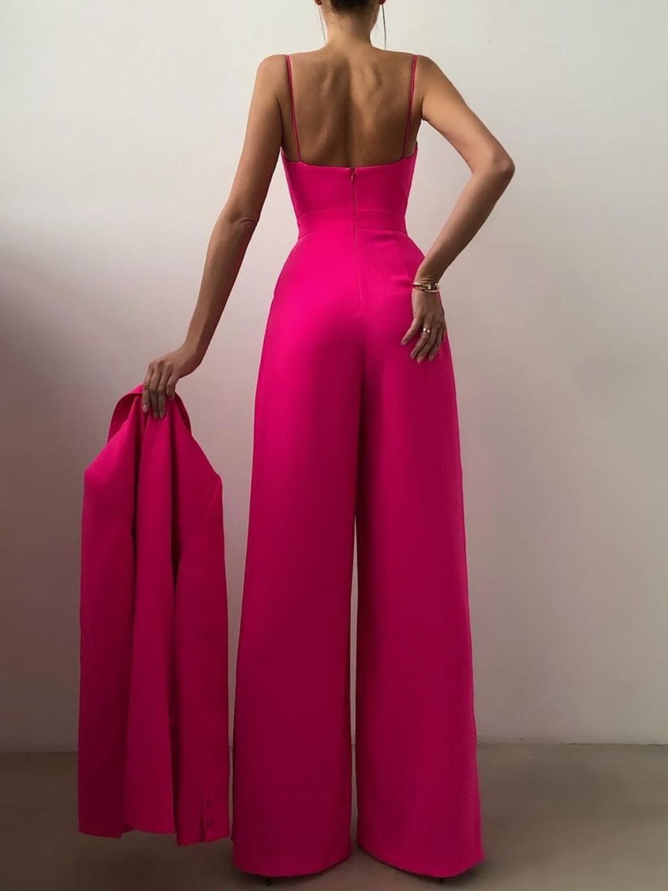 Full Size Spaghetti Strap Wide Leg Jumpsuit Plus Size