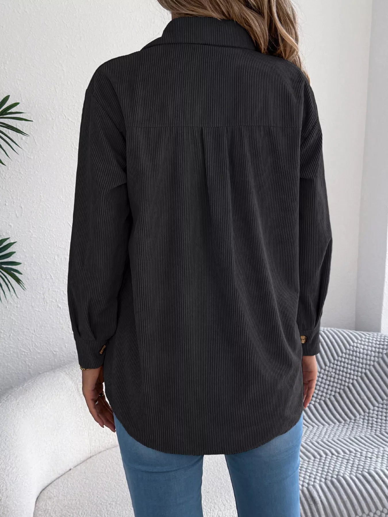 Casual Corduroy Button-Up Shacket