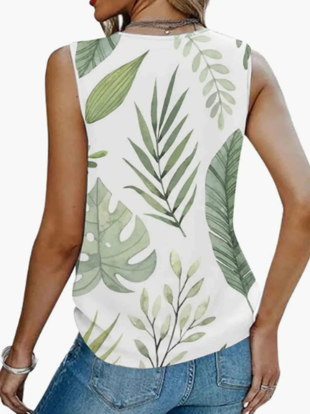 Printed V-Neck Tank