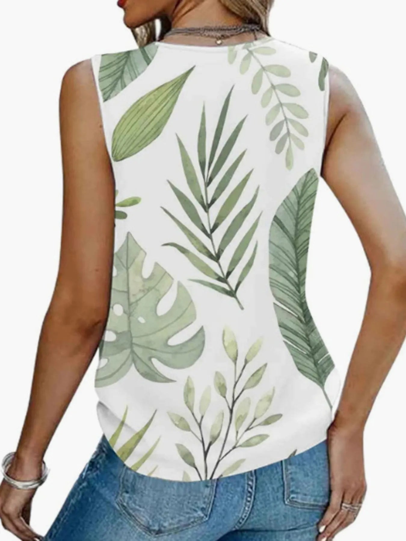 Printed V-Neck Tank