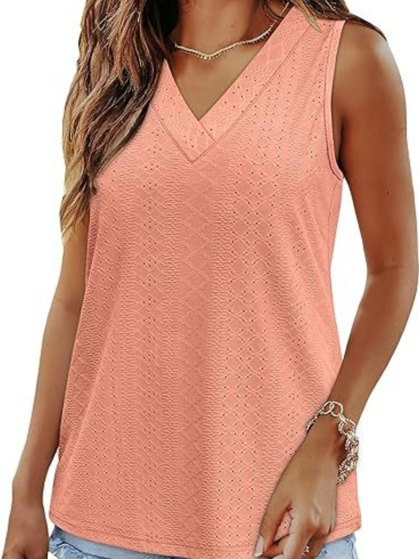 Eyelet V-Neck Tank