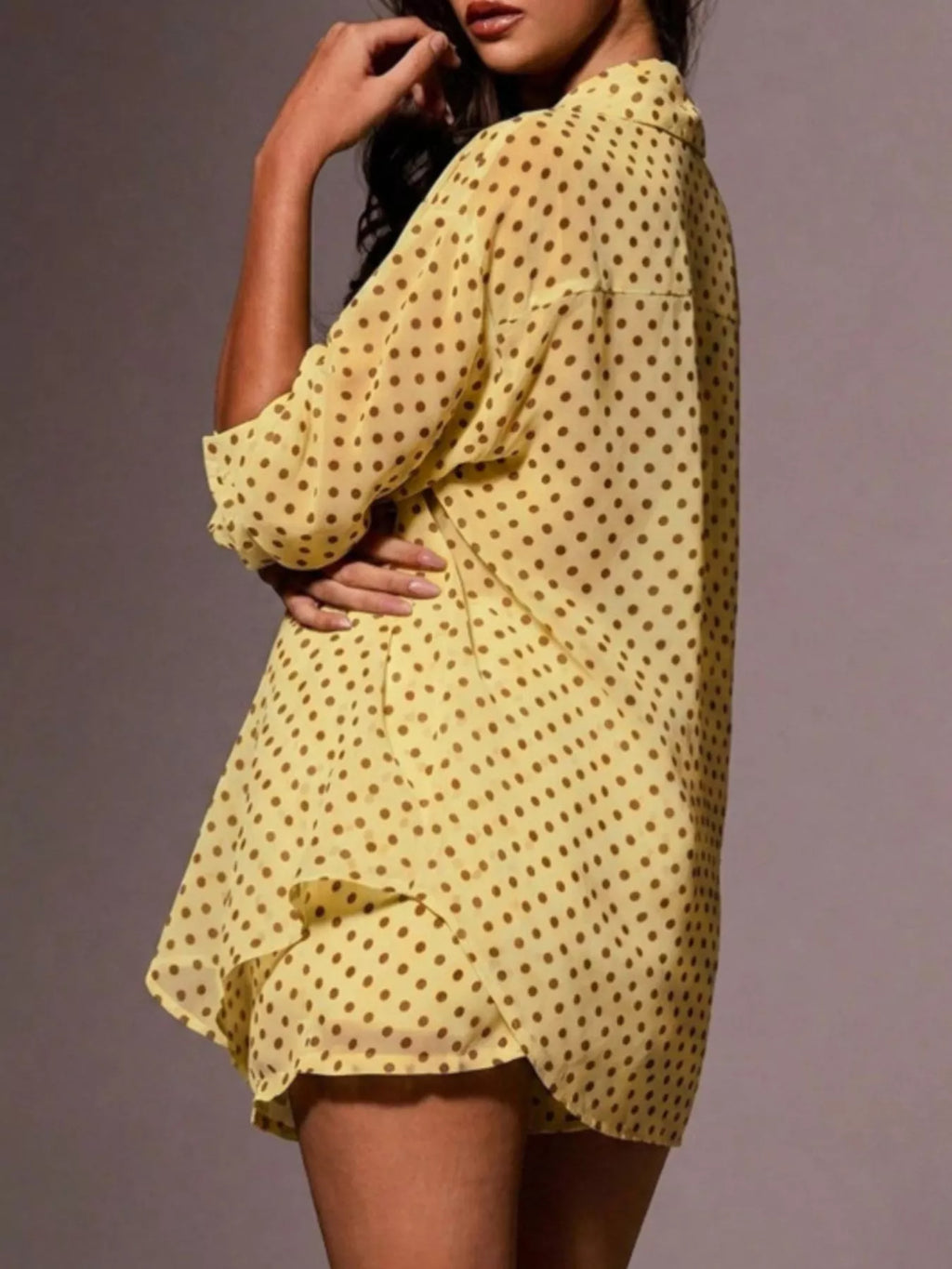 Polka Dot Button Up Shirt and Shorts Set
