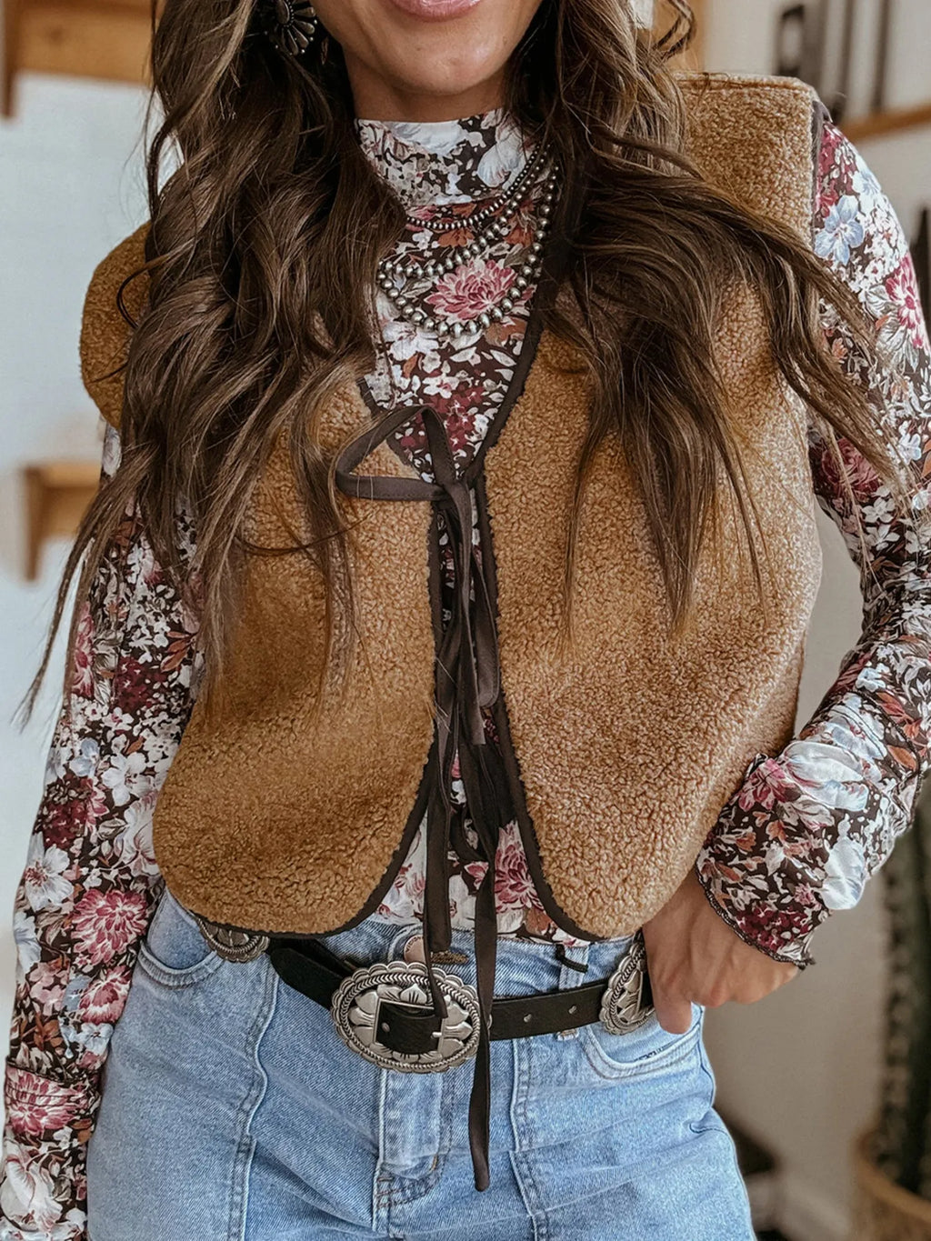 Double Tied Front Vest Coat