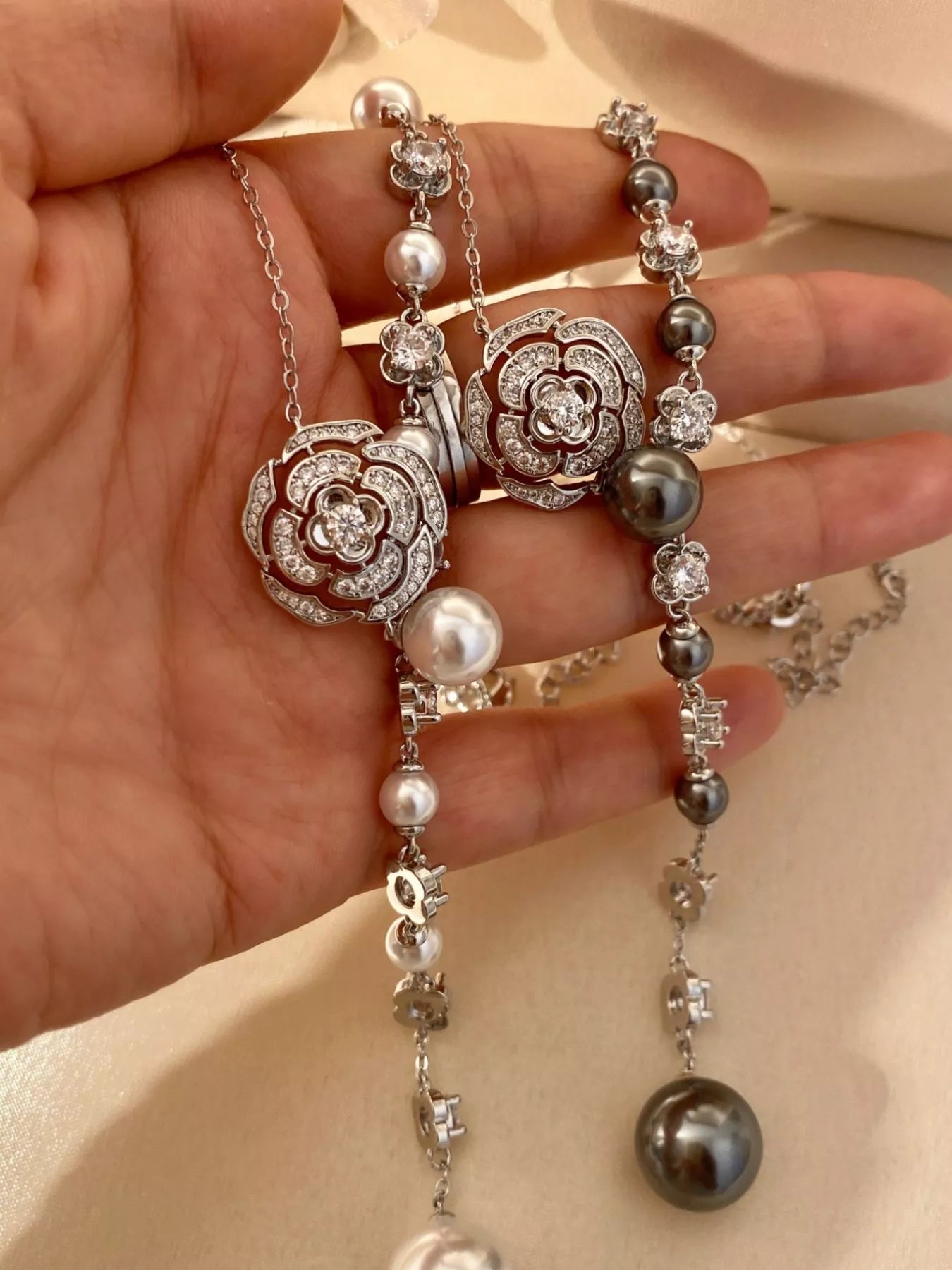 Pearl Flower Y-Necklace
