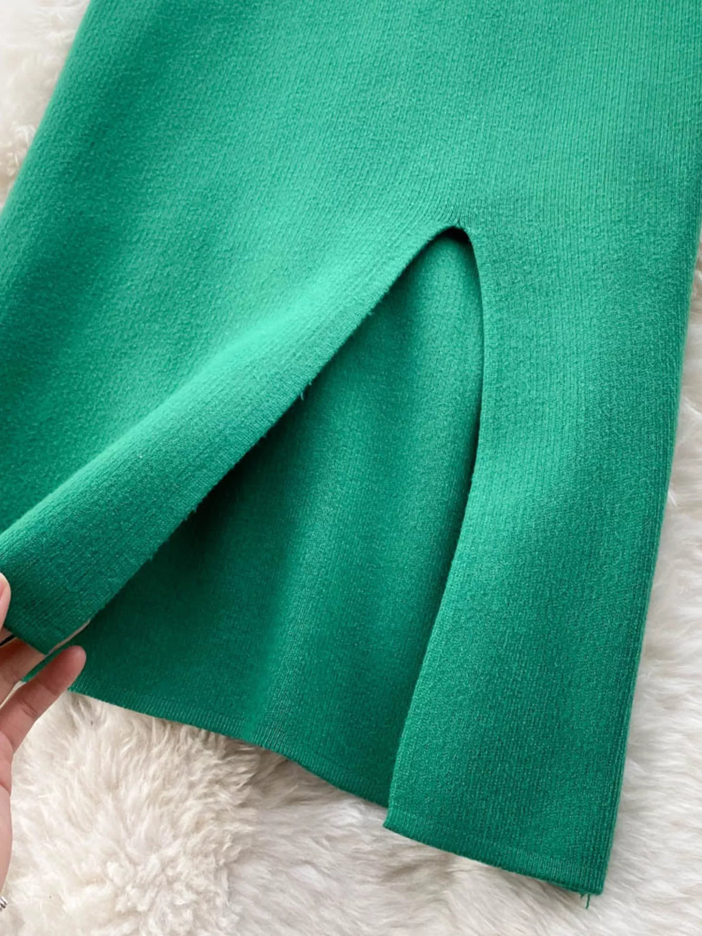 Slit Knit Midi Skirt