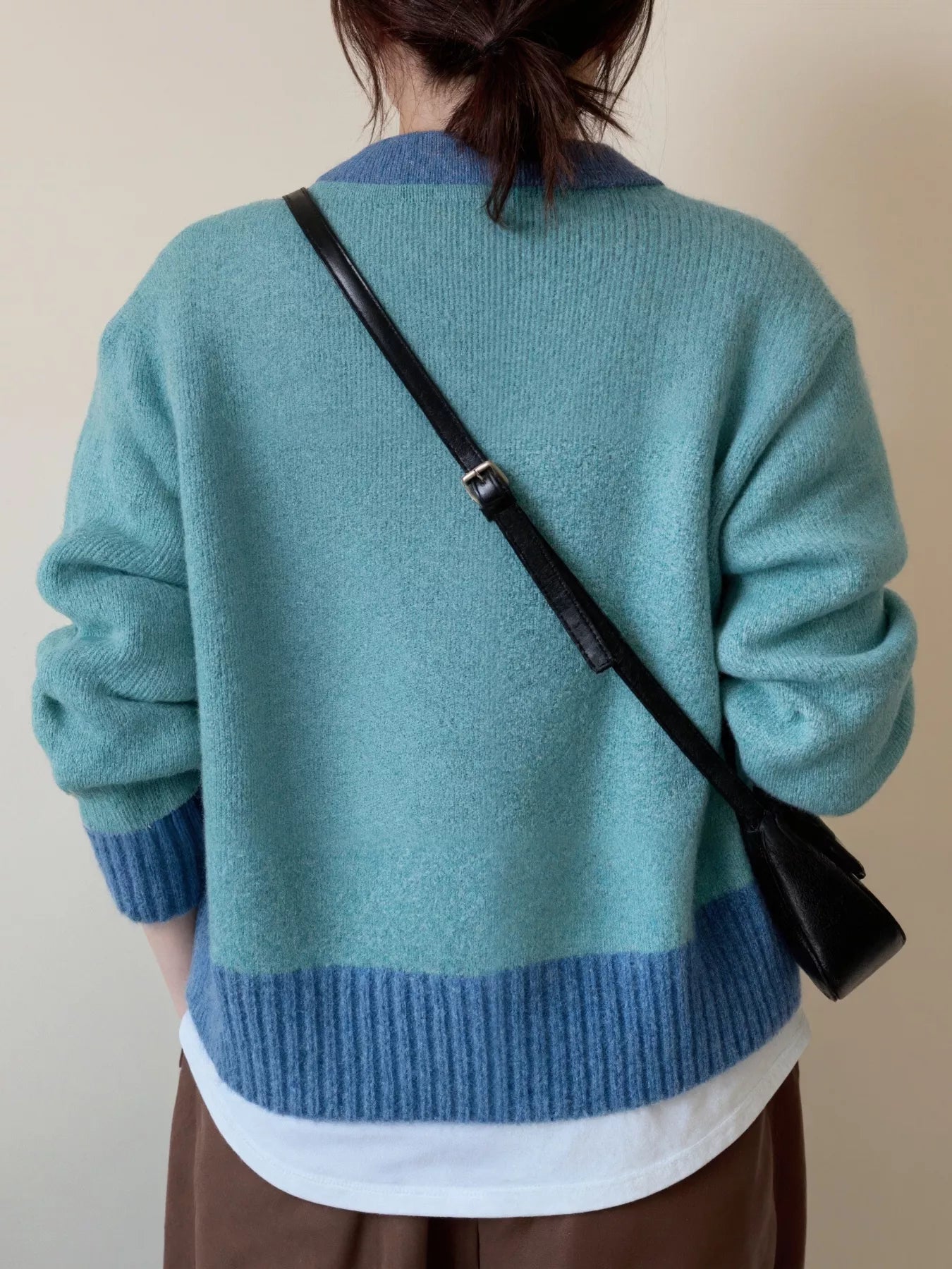 Color Block Button Up Cardigan