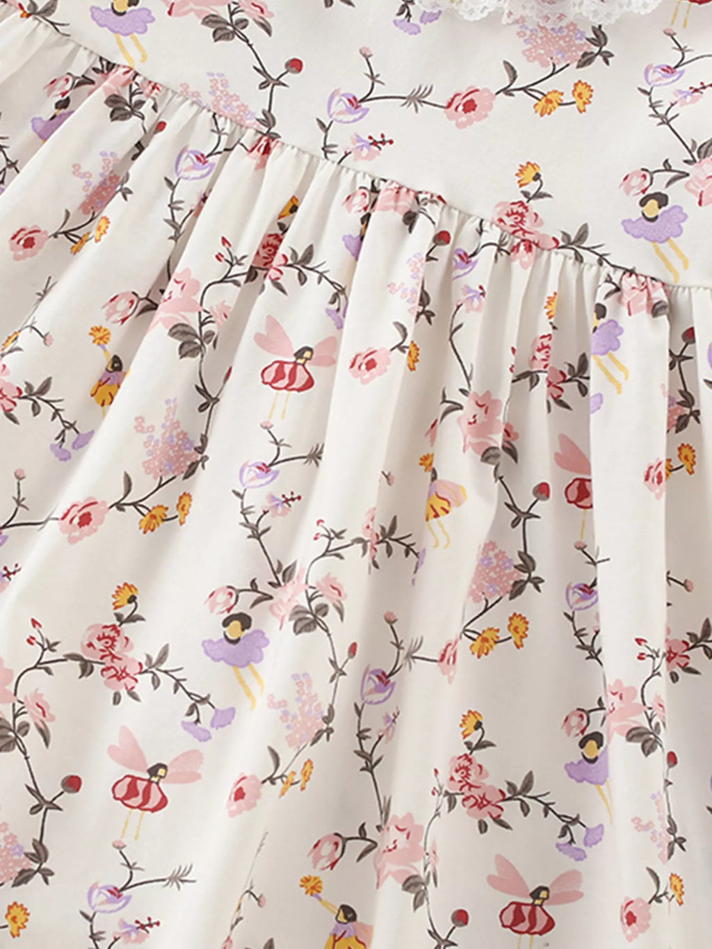 Children's Floral Print Ruffle Collar Dress