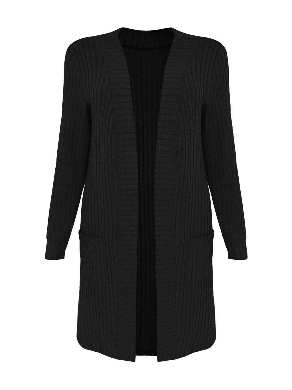 Ribbed Knit Open Front Cardigan