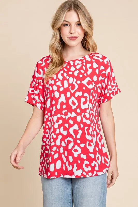 BOMBOM Animal Print Stretchy T-Shirt