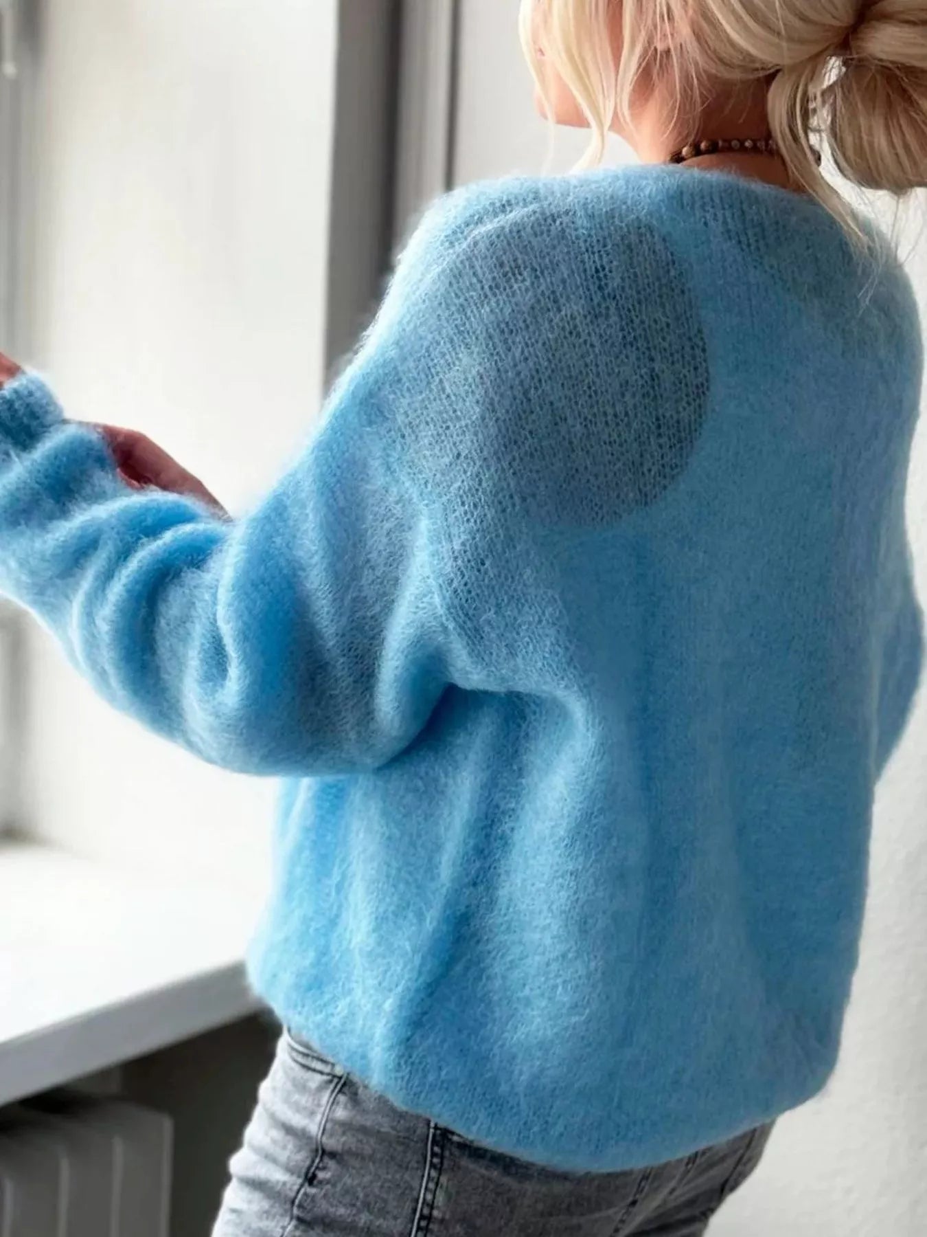 V-Neck Dropped Shoulder Sweater