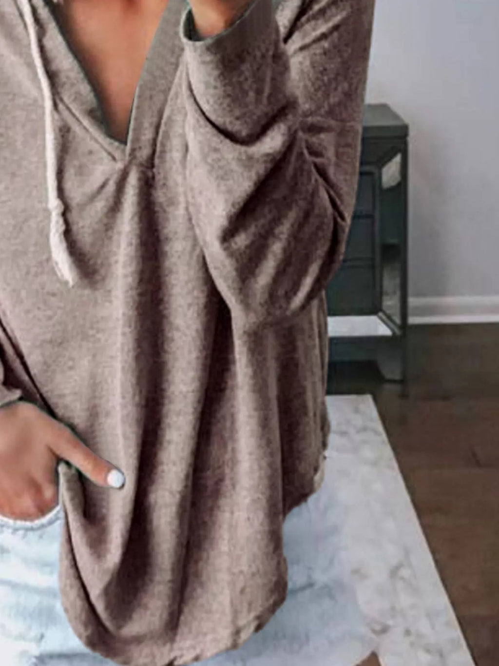 Full Size Drawstring Long Sleeve Hoodie Plus Size