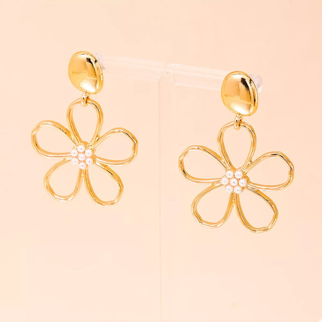 Alloy Flower Drop Earrings