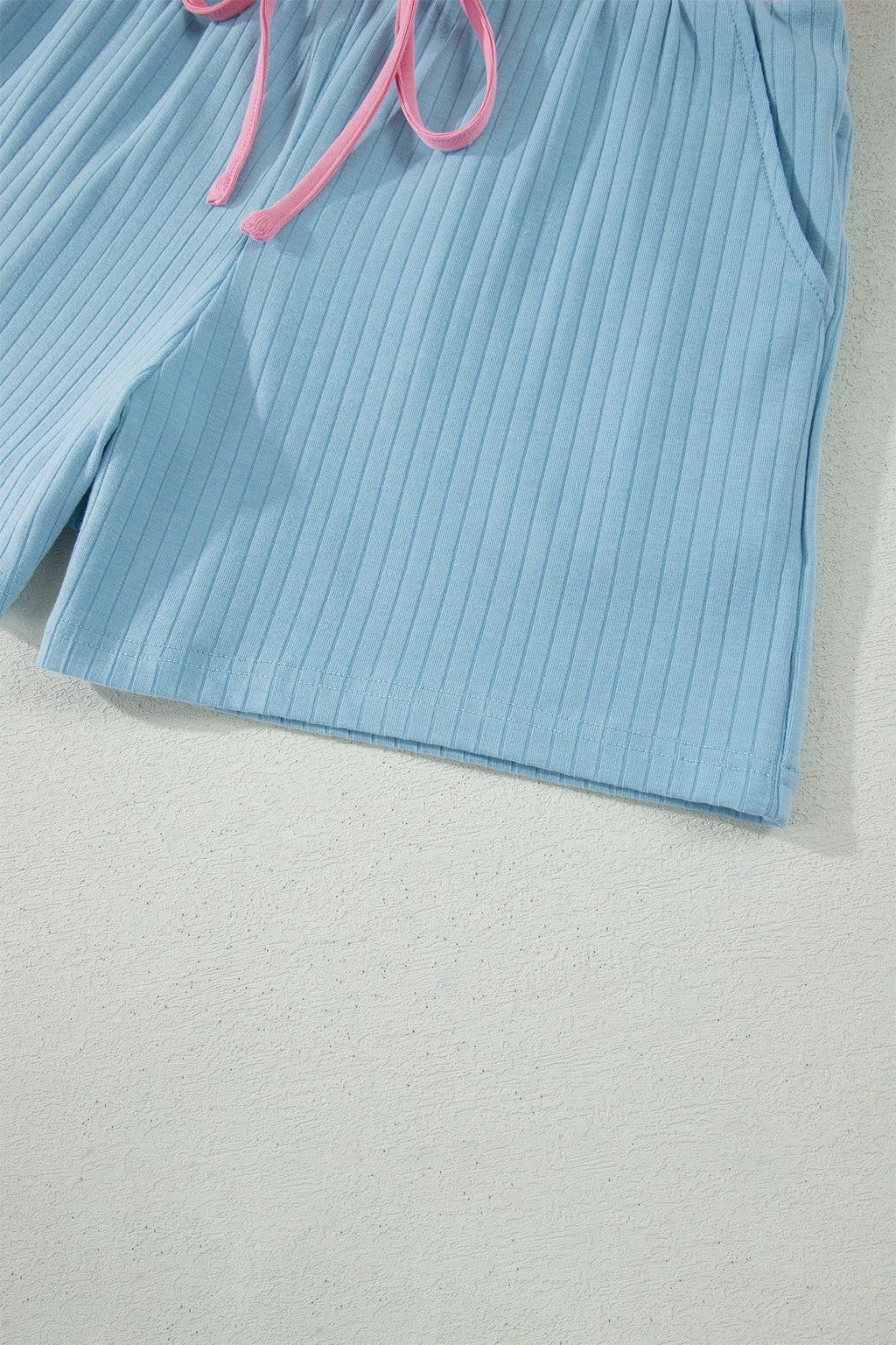 Colorblock Trim Ribbed Top & Shorts Set