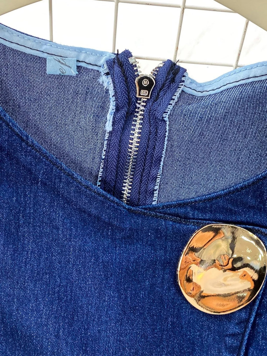Button Detail Vest and Flare Jeans Denim Set