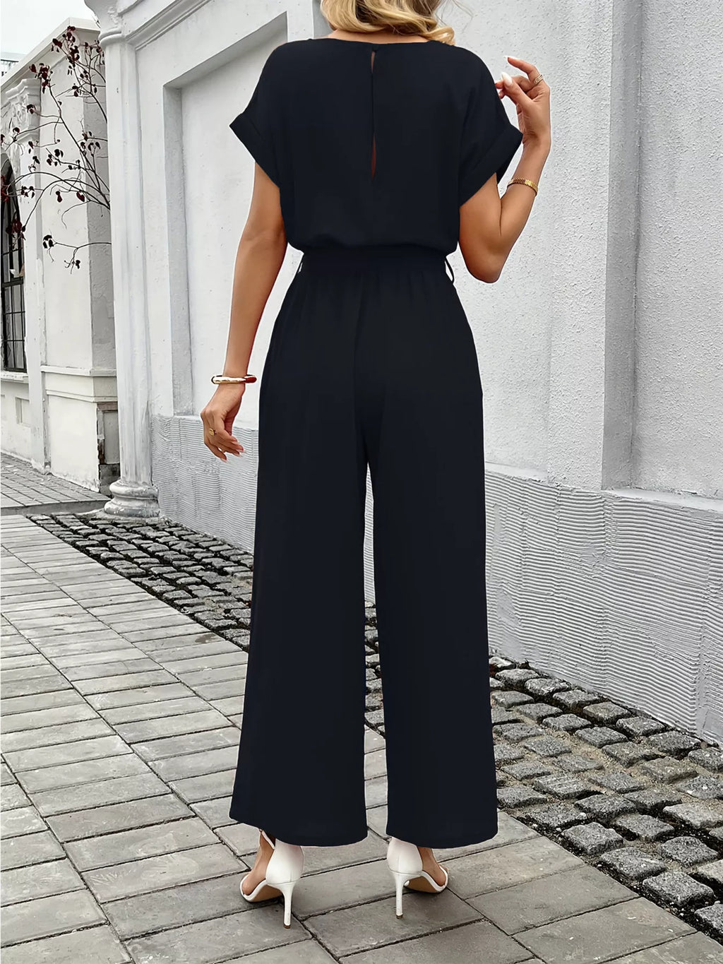 Tie Waist Wide Leg Jumpsuit