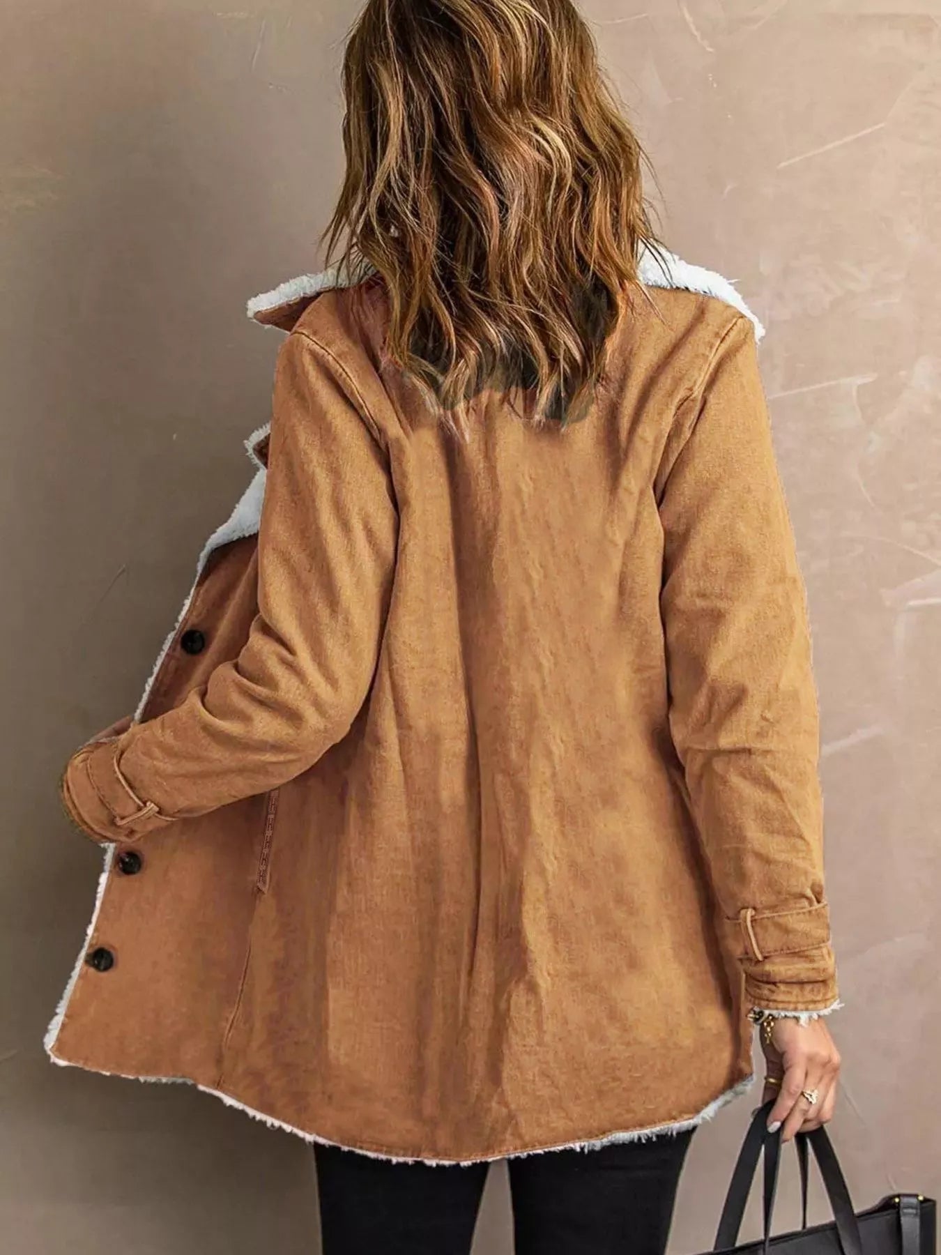 Full Size Sherpa Lined Button Up Outerwear Plus Size