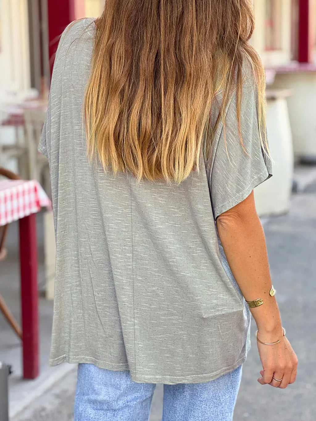 Casual V-Neck Relaxed Fit T-Shirt