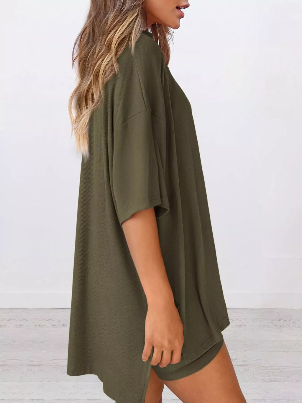 Full Size Half Sleeve T-Shirt and Shorts Set Plus Size